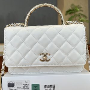 Alternative view of 730💰A96163 Chanel 24C Woc Crystal-Handle Bag Soft lambskin leather with exquisite crystal-embellished handles exuding luxury Distinctive double C logo Stylish as a clutch, crossbody, or shoulder bag Absolutely stunning Dimensions: 19cm