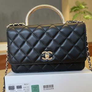 Alternative view of 730💰A96163 Chanel 24C Woc Crystal-Handle Bag Soft lambskin leather with exquisite crystal-embellished handles exuding luxury Distinctive double C logo Stylish as a clutch, crossbody, or shoulder bag Absolutely stunning Dimensions: 19cm