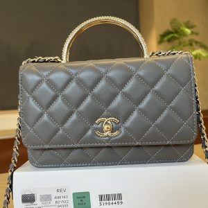 Alternative view of 730💰A96163 Chanel 24C Woc Crystal-Handle Bag Soft lambskin leather with exquisite crystal-embellished handles exuding luxury Distinctive double C logo Stylish as a clutch, crossbody, or shoulder bag Absolutely stunning Dimensions: 19cm