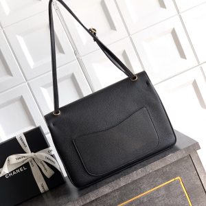 Alternative view of 1080💰 Black OHANEL🚩🚩🚩 Oversized CF Tote🛍️ Spring/Summer 🆕🆕 Runway Collection 26SS New Shopping Bag🛍️ Designed by Matthieu Blazy for the 2026 Spring/Summer collection. So cool and spacious—absolutely love it🖤 Truly the most practical shopping bag I've ever seen‼️ Black & gold alligator-textured leather tote airport bag. Zippered shopping bag with tons of pockets front and back, inside and out...iPad, books, phone—pack whatever you need. Looks super cool when worn 🕶️ Totally obsessed! Dimensions: 33×23×11cm 66972