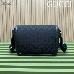 Alternative view of Batch 300... Model: 449172 Black Canvas Dimensions: 28x20x9cm Gucci Boutique New Arrival Flat Messenger Bag, meticulously crafted from soft premium canvas! Minimalist design seamlessly blends with the brand's iconic emblem! Adjustable shoulder strap 🉑️ ✅ Super spacious capacity, unisex style