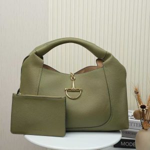 Batch 360... Gucc1 Softbit Series Large Lychee-Pattern Shoulder Bag with Detachable Clutch, Style No. 837466 Green Leather 🎈🎈🎈 Dimensions: 46 cm (W) x 26 cm (H) x 16 cm (D)