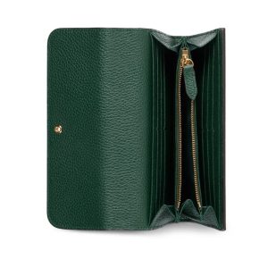 Alternative view of 💕The brand reinterprets iconic elements through a contemporary lens, refreshing the Gucci half-horsebit design. Crafted from supple calf leather, this classic accessory gains a modern twist. The long wallet is meticulously made from soft, grained leather, featuring half-horsebit details on the sides.Green grained soft leather with light gold-tone hardware. Cotton-linen blend lining in matching tones. Inside the horsebit: 12 card slots, 2 bill compartments, 2 internal flat pockets (below card slots), and 1 zippered coin pocket. Snap closure. Model: 848791.Dimensions closed: 19 cm (W) x 10 cm (H) x 3.5 cm (D); Dimensions open: 19 cm (W) x 18 cm (H). Weight: Approx. 230 g. Color: Green full leather.