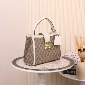 Alternative view of Batch 310... Padlock Series Medium Tote Bag ~ Style No. 838992 Brown & White 🎈🎈🎈 Dimensions: 25.5 cm (W) x 17.5 cm (H) x 10 cm (D) 📢📢📢