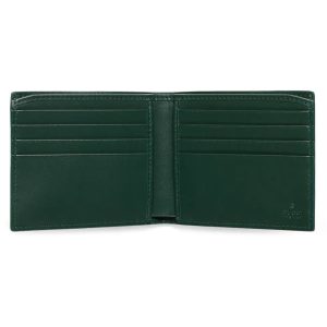 Alternative view of 🔥This bifold wallet is expertly crafted from supple GG Supreme leather, featuring a striking two-tone leather interior. Ceramic-effect GG details complete this piece.Deep blue supple GG Supreme leather with green leather lining, palladium-tone hardware, and blue ceramic-effect cloud-patterned fabric lining. GG details inside: 8 card slots and 2 bill compartments. Model: 768243.Dimensions closed: 11 cm (W) x 9 cm (H) Dimensions open: 21 cm (W) x 9 cm (H) Made in Italy Weight: approx. 68 g Color: Blue Rubber/Green