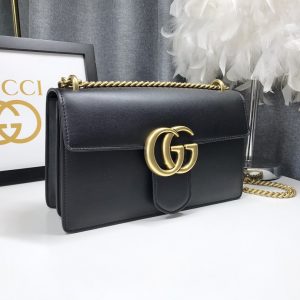 Alternative view of 360 Review... [Victory] New Arrival! Authentic Quality GG Marmont Chain Shoulder Bag features a structured silhouette with a flap closure, accented by double G bronze hardware. Crafted from imported South African leather! Exquisite craftsmanship, imported hardware, ultra-versatile style. Model: 431777 Crocodile Leather, Dimensions: 28x16x8cm