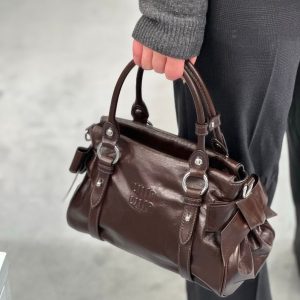 5BA327 Oil-Waxed Leather Miu Miu Spring/Summer 2026 RIBBON