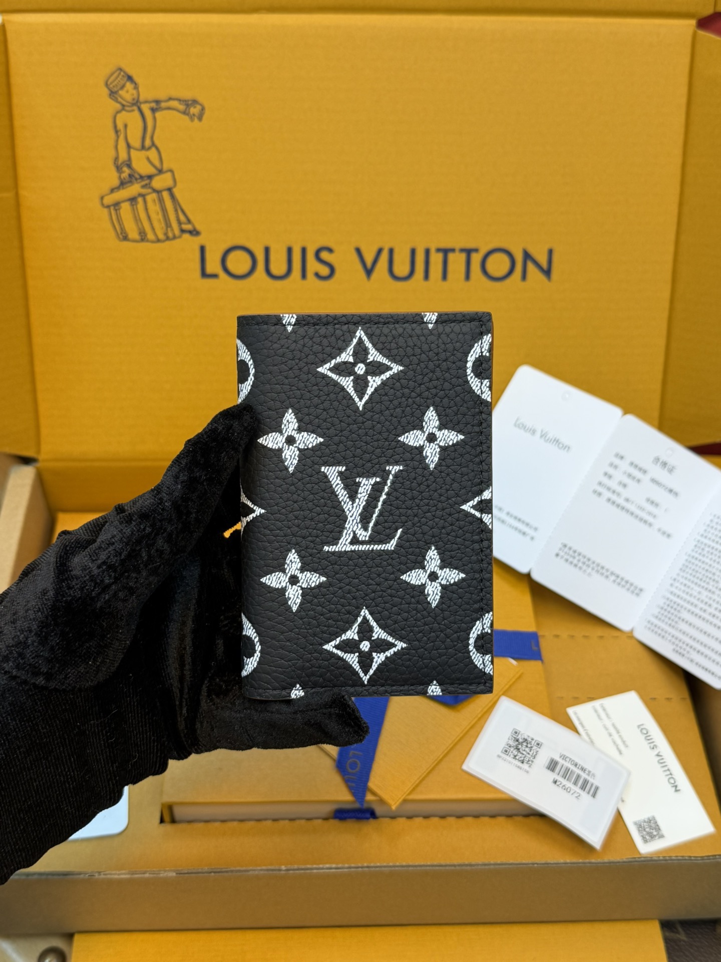 320¥ Premium Full-Steel Wallet, Authentic Design, Top-Grain Cowhide, 163 Dynamic, Boutique-Matching Packaging, Complete Set as Pictured: Packaging, Certificate of Authenticity, Copper Electronic Tag, Gift Bag! M26072 Black - Image 2