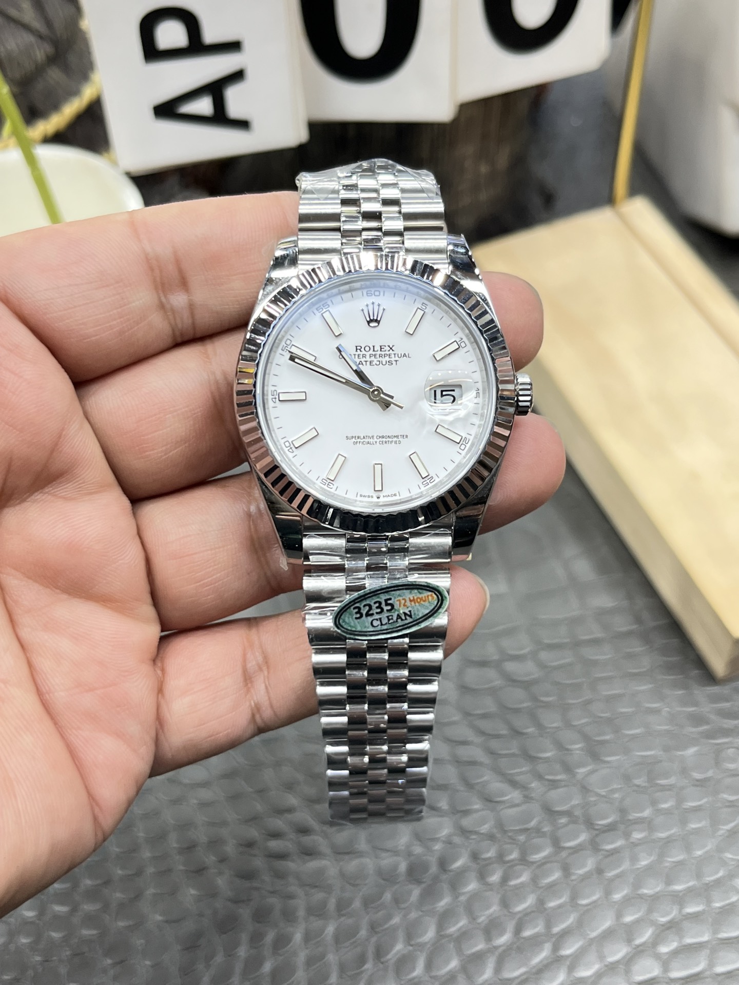 CVS Rolex Datejust / 41mm White Dial with Square-Cut Diamonds / Shanghai-Modified Dandong 3235 Integrated Automatic Movement