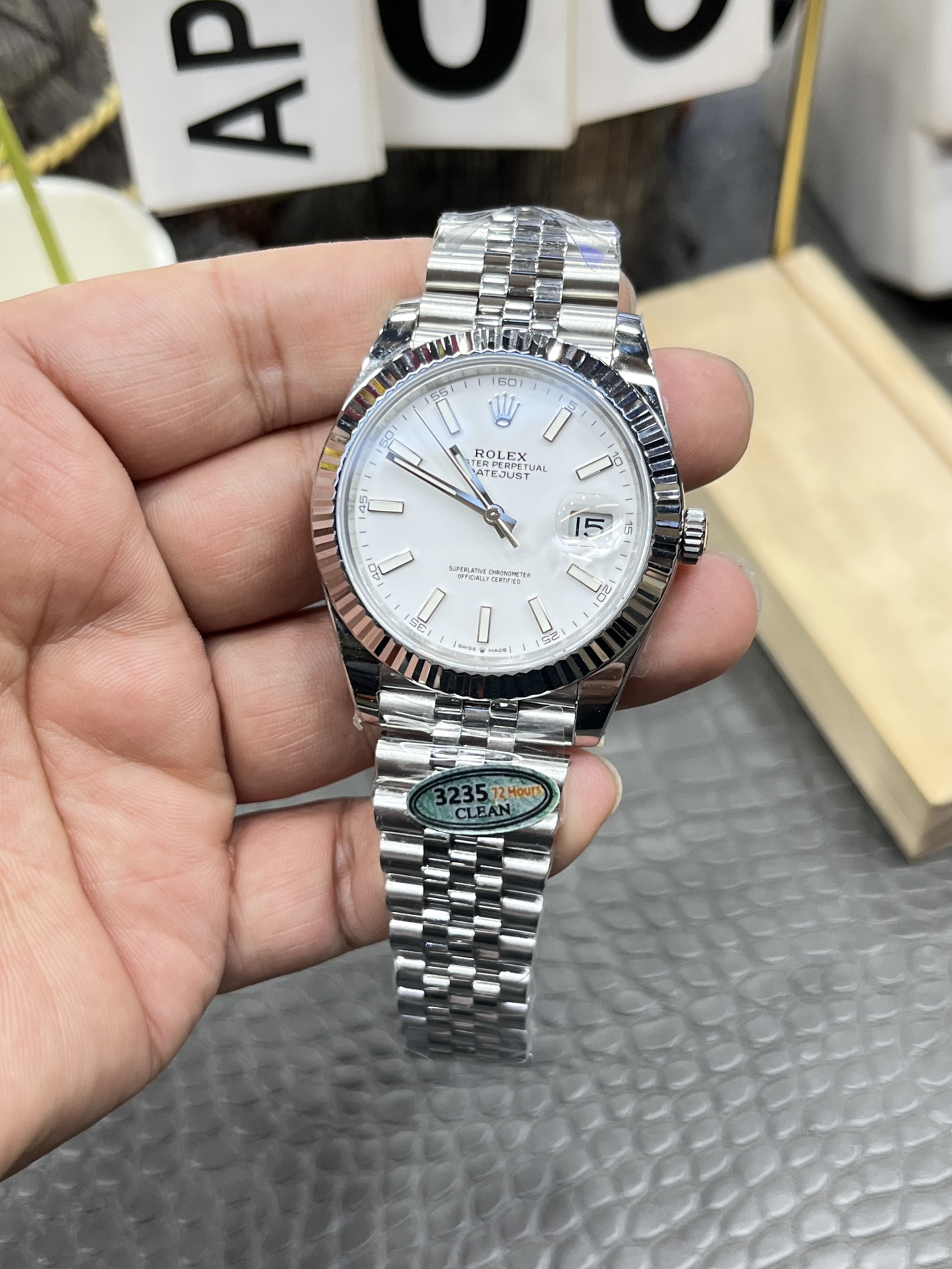 CVS Rolex Datejust / 41mm White Dial with Square-Cut Diamonds / Shanghai-Modified Dandong 3235 Integrated Automatic Movement - Image 2