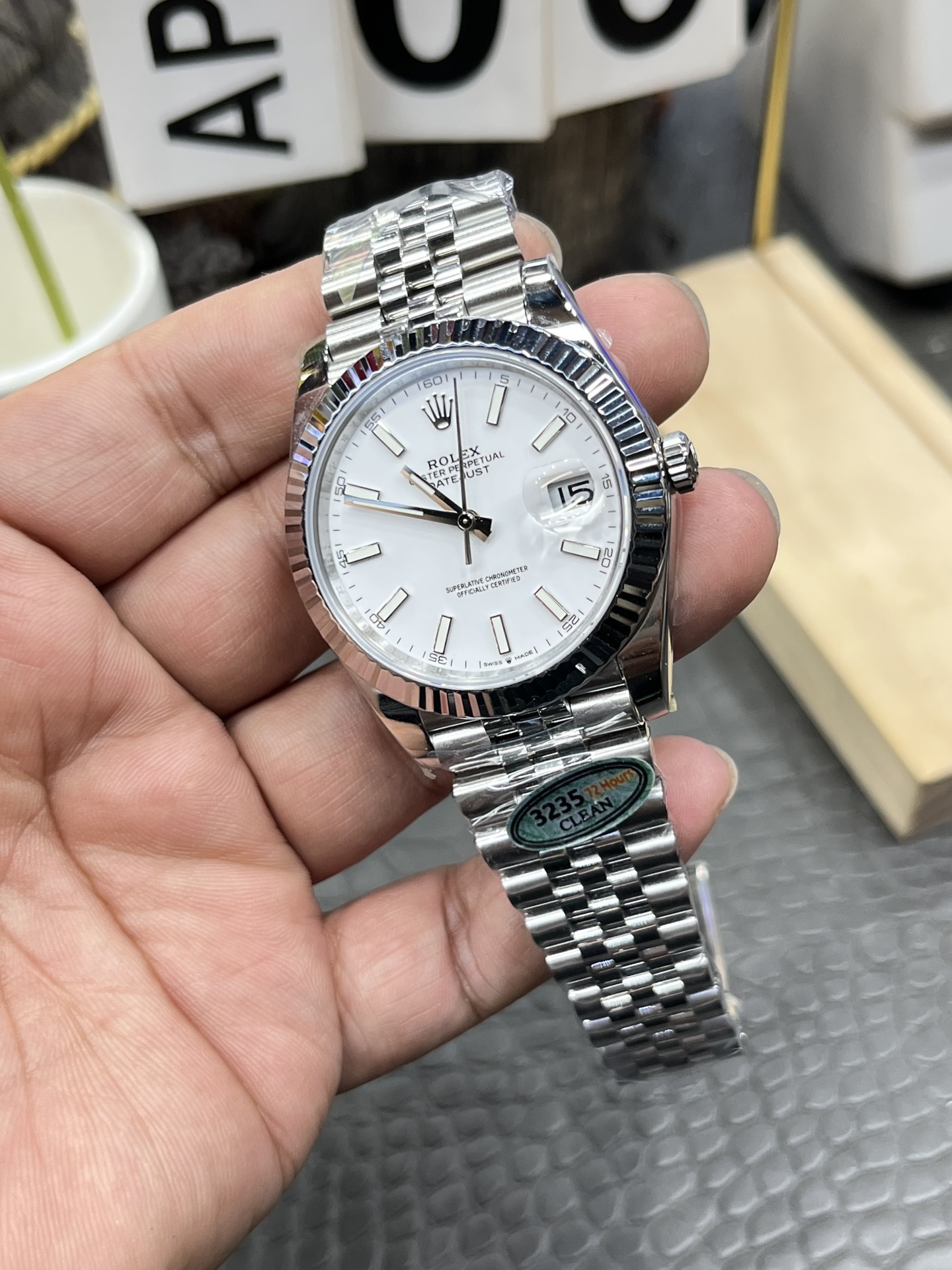 CVS Rolex Datejust / 41mm White Dial with Square-Cut Diamonds / Shanghai-Modified Dandong 3235 Integrated Automatic Movement - Image 5