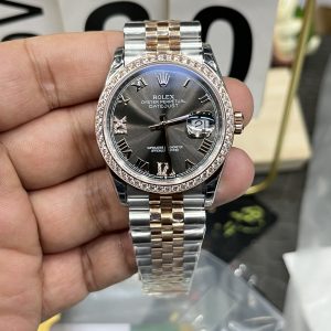 A+ Rolex Datejust Series / 36mm Two-Tone Diamond Bezel Gray Dial / Seagull 2824 Automatic Mechanical Movement