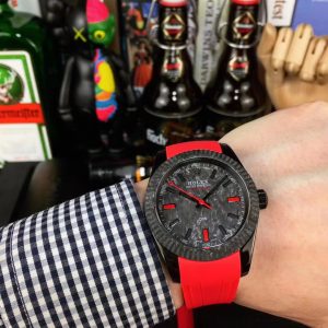 Alternative view of Rolex Carbon Fiber Super Luminova MlLGAUSS Series - Diw Team Custom Edition Each timepiece features a uniquely patterned carbon fiber dial. The CNC forming process of carbon fiber dials incurs significant material loss. The crystal employs a double-sided electroplated high-transparency coating, enhancing the sapphire crystal's clarity by 50%. A superior crystal significantly elevates the overall quality of the watch.