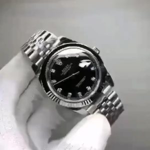 Enjoy this video showcasing the premium Rolex Datejust men's watch with a black dial.
