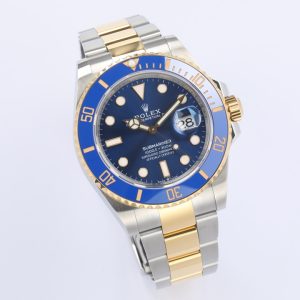 Alternative view of In stock. Rolex Submariner Two-Tone Blue Ghost 2⃣️ with authentic-match ceramic bezel; sapphire crystal glass; 3⃣️ polished hour markers; premium Swiss ice-blue luminescent paint matching Rolex factory luminous; 4⃣️ high-transparency sapphire crystal; 5⃣️ top-tier craftsmanship—each bracelet link perfectly aligned with lugs for ultimate wrist comfort;6⃣️ 18K gold ceramic bezel