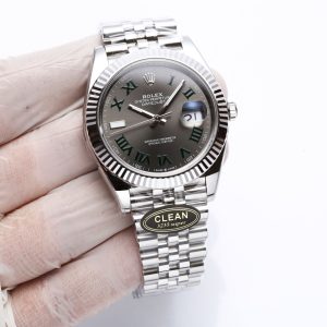 Clean Factory C Factory Rolex Datejust 41mm Series m1263341: 1. Features a 1:1 Super 3235 integrated movement with 72-hour power reserve.    No Kal-Gauge movement decoration.    Movement is exceptionally stable. 2. Entire watch crafted from 904L stainless steel /paired with AR Factory steel bracelet and IP vacuum-plated platinum bezel. 3: Dial gray tone nearly identical to genuine. 4: Market's only replica with authentic calendar font; subsequent 1-31 date font authenticity comparison. 5: Sole replica achieving matching color for hands/index luminous coating via third-party processing + self-sourced Swiss C1+C3 luminous powder. 6: Indexes/crown logo studs feature full platinum electroplating. While clean styles are limited, nearly every piece is a masterpiece. We've resolved most common Datejust pain points, crafted solely for perfection. Clean-Datejust (dedicated to authentic new pieces) – dedication is an attitude. JH Production!
