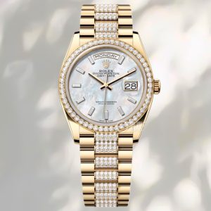 Alternative view of 8+ Factory Rolex Day-Date 36mm Dual Calendar Counterweight Edition Hidden Diamond Version Available with 2834 or 3255 Movement (Non-Full Tungsten Gold with Peeling Finish) [Gold][Gold] Gold-Plated Finish No Peeling, No Tarnishing [Rose][Rose]