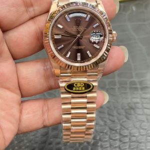 CBD Rolex Day-Date / 40mm Rose Gold Coffee Ice Sugar / Seagull 3255 Automatic Mechanical Movement / Super Weight 216g