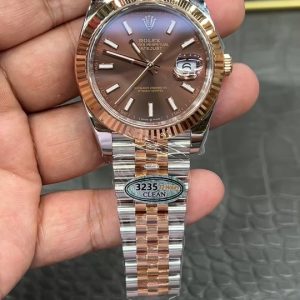 Rolex Datejust Series / 41mm Rose Gold with Coffee Dial / Powered by Shanghai 3235 Modified Dandong Automatic Mechanical Movement
