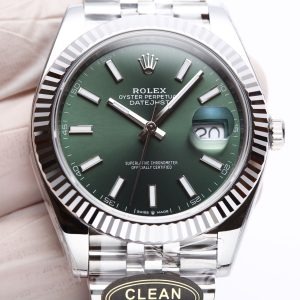 Alternative view of Clean Factory C Factory Rolex Datejust 41mm Series m1263341: 1. Features a 1:1 Super 3235 integrated movement with 72-hour power reserve.    No Kal-Gauge movement decoration.    Movement is exceptionally stable. 2. Entire watch crafted from 904L stainless steel /paired with AR Factory steel bracelet and IP vacuum-plated platinum bezel. 3: Gray dial color nearly identical to genuine. 4: Market's only replica with authentic calendar font; subsequent 1-31 date font authenticity comparison. 5: Only replica achieving matching color for hands/index luminous coating via third-party processing + self-sourced Swiss C1+C3 luminous powder. 6: Indexes/crown logo studs feature full platinum electroplating. While clean-style models are scarce, nearly every piece is a masterpiece. We've resolved most common Datejust pain points, crafted solely for perfection. Clean-Datejust (dedicated to authentic new-machine replicas) – dedication is an attitude. JH Production!