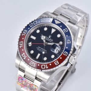 Alternative view of Clean Factory's new Rolex GMT-Master II 126719 in white gold with blue dial. The blue enamel dial is nearly identical to the genuine article—authenticity comparison coming soon. Though the bracelet lacks plating, it features a three-piece link design replicating the original's details. Other components—ceramic bezel, case, hands, and bracelet—maintain Clean Factory's signature GMT quality standards.