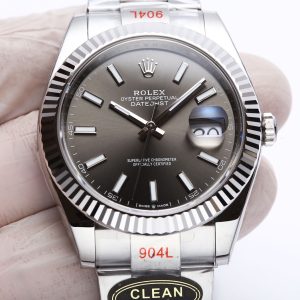 Alternative view of Clean Factory C Factory Rolex Datejust 41mm Series m1263341: 1. Features a 1:1 Super 3235 integrated movement with 72-hour power reserve.    No Kalido movement decoration.    Movement is exceptionally stable. 2. Entire watch crafted from 904L stainless steel /paired with AR Factory steel bracelet and IP vacuum-plated platinum bezel. 3: Gray dial color nearly identical to genuine. 4: Market's only replica with authentic calendar font; subsequent 1-31 date font authenticity comparison. 5: Only replica achieving matching color for hands/index luminous coating via third-party processing + self-sourced Swiss C1+C3 luminous powder. 6: Indexes/crown logo studs feature full platinum electroplating. While clean styles are limited, nearly every piece is a masterpiece. We've resolved most common Datejust pain points, crafted solely for perfection. Clean-Datejust (dedicated to authentic new pieces) – dedication is an attitude. JH Production!