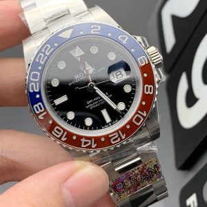 Alternative view of Factory C Rolex GMT-Master II Coca-Cola Bezel Two-Tone Monocoque Replacement Bezel / Custom 3186 Movement