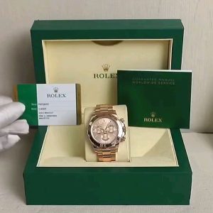 The all-rose gold Daytona, with square diamonds replacing the hour markers, looks absolutely stunning.