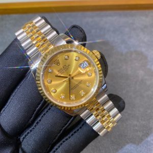 Genuine diamond-set Rolex Datejust, equipped with Swiss 2824 movement, solid gold case. Our factory products guarantee: all materials are authentic. 18K jewelry features real gold and diamonds with exquisite craftsmanship. Each piece comes with a certificate verifiable online. We provide testing certificates from national authoritative institutions! Scientific, rigorous, objective, and impartial.