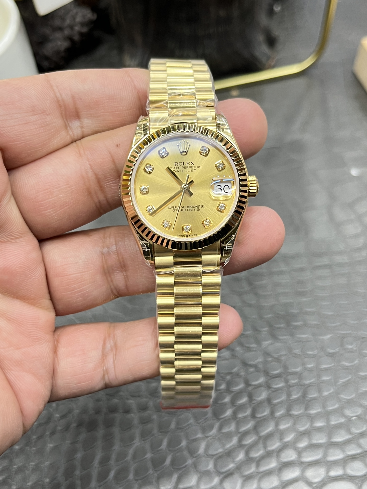 GS Rolex Datejust Series / 31mm Solid Gold Diamond Dial / Powered by Hangzhou Cal.2236 Automatic Mechanical Movement