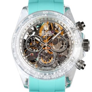 Alternative view of TW Factory ROLEX Cosmograph Daytona Series Custom Edition. This timepiece is not only lightweight to wear but also boasts a robust exterior. Each watch features uniquely crafted materials. 【Case】 The 40x12.4mm case dimensions perfectly match the original. TW Factory masterfully captures Rolex's distinctive elegance. Exclusively in the market, the entire case is meticulously hand-finished with chamfered and polished edges, delivering exceptional texture.【Bracelet Clasp】Features an imported rubber strap that's breathable, comfortable, and soft to the touch. 【Movement】Equipped with the latest precise and mature Dandong 4802 movement, delivering powerful functionality at an unbeatable value—the ultimate in cost-performance!