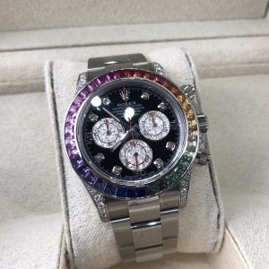 Alternative view of Royal Authentic  Rolex Daytona Series Rainbow Diamond Men's Watch