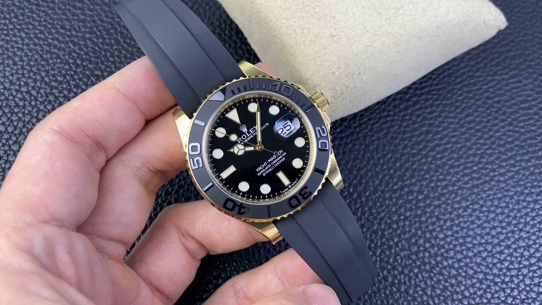 Clean Factory C Factory Gold Yacht-Style Series 226658, featuring the most authentic yellow electroplated finish available. Powered by the 3235 movement. All accessories and details are identical to the 226659 white gold model. C Factory quality. Absolutely no compromise.