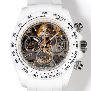 Alternative view of TW Factory ROLEX Cosmograph Daytona Series Custom Edition. This timepiece is not only lightweight to wear but also boasts a robust exterior. Each watch features uniquely crafted materials. 【Case】 The 40x12.4mm dimensions perfectly match the original. TW Factory masterfully captures Rolex's distinctive elegance. Exclusively in the market, the entire case is meticulously hand-finished with chamfered and polished edges, delivering exceptional texture.【Bracelet Clasp】Features an imported rubber strap for breathable comfort and supple texture. 【Movement】Equipped with the latest precise and mature 4802 movement, delivering powerful functionality at unbeatable value!!!