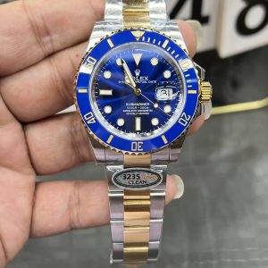 Rolex Two-Tone Blue Submariner / 41mm Two-Tone Blue / Shanghai Movement Modified to Dandong 3235 Automatic Mechanical