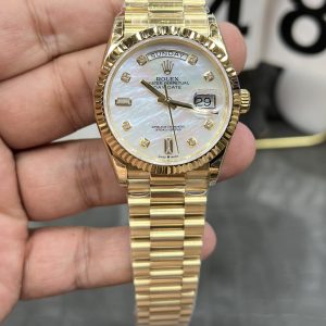 TWS Rolex Day-Date Weighted Edition / 36mm Dual Calendar Full Mother-of-Pearl Dial with Diamond Indexes / Powered by Shanghai 3255 Automatic Movement / Weight 134-135 grams