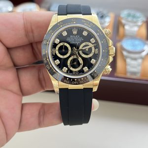 Replica Rolex Daytona Series / 40mm Gold Diamond Rubber Strap Model / Dandong 7750 Smooth Adjustment / Reverse Adjustment Optional