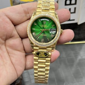 Alternative view of CBD Rolex Day-Date / 40mm Casino Green Moissanite Bezel / Seagull 3255 Automatic Mechanical Movement / Super Weighted 210g