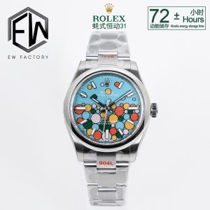 EW2023 New Rolex Oyster Perpetual 31 Series 1⃣️ Features an imported movement, identical to the original with no extra calendar position, ensuring stable and reliable performance; 2⃣️ Matches the original with a 31mm case diameter; 3⃣️ Polished hour markers; Premium Swiss ice-blue luminescent material, identical to Rolex factory luminescence;4⃣️ Monocoque middle case with screw-down caseback and winding crown; 5⃣️ Premium craftsmanship ensures each bracelet link seamlessly integrates with lugs for ultimate wrist comfort; Every meticulous detail reflects EW Factory's dedication to excellence!!