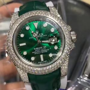 What a gorgeous diamond-studded green Submariner, but it's a bit pricey.