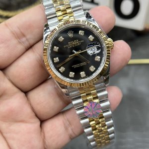 Alternative view of Rolex Datejust Series / 36mm Two-Tone Case with Black Diamond Dial / Powered by Shanghai 2824 Automatic Mechanical Movement