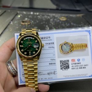 Customer Order: Rolex Datejust 36mm Case Plated in 18K Gold Thick Gold Plating, Shimmering Gold Finish Detail Sharing (Market-Standard Setting with Genuine South African Diamonds, 18K Gold, 24K Gold Plating. Gold Plating Effect: Achieves K-Gold Appearance at Minimal Cost. Genuine Gold Plating Ensures Surface Never Fades) Actual Product Photos