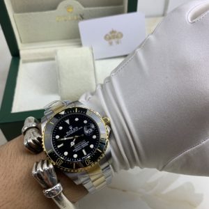 Royal Authentic  Rolex Two-Tone Black Submariner Men's Watch