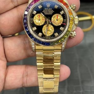 GW Private Custom Edition Rolex Rainbow Datejust / 40mm Full Gold Steel Bracelet Weighted Version 207g / Powered by Shanghai 4130 Automatic Chronograph Mechanical Movement