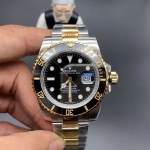 Black Submariner with gold accents, luxurious and grand