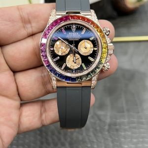 CBD Rolex Private Customization Daytona Series / 40mm Rainbow Daytona / Dandong 4130 Automatic Chronograph Mechanical Movement / Super Weighted 153g