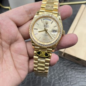 Alternative view of CBD Rolex Day-Date / 40mm Yellow Ice Sugar-Coated Moissanite Bezel / Seagull 3255 Fully Automatic Mechanical Movement / Super Weighted 209g