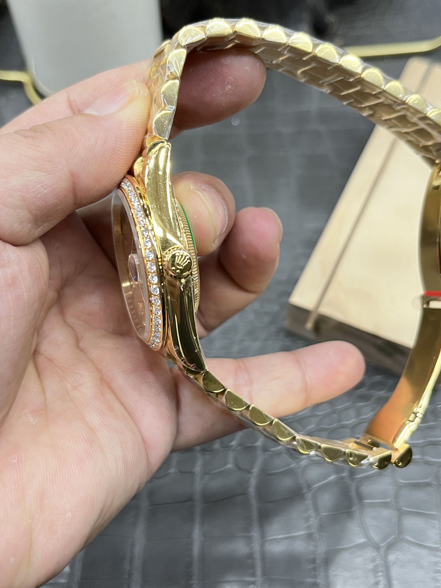 CBD Rolex Day-Date / 40mm Yellow Ice Sugar-Coated Moissanite Bezel / Seagull 3255 Fully Automatic Mechanical Movement / Super Weighted 209g - Image 6