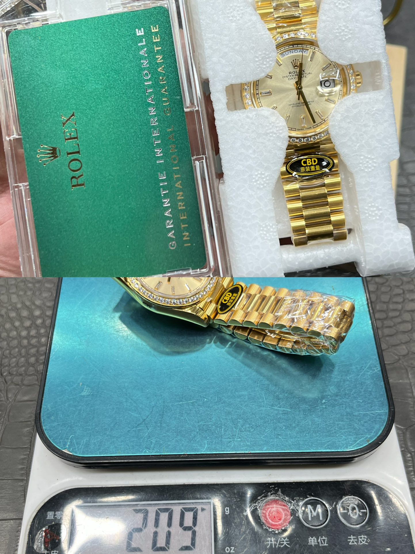 CBD Rolex Day-Date / 40mm Yellow Ice Sugar-Coated Moissanite Bezel / Seagull 3255 Fully Automatic Mechanical Movement / Super Weighted 209g - Image 9