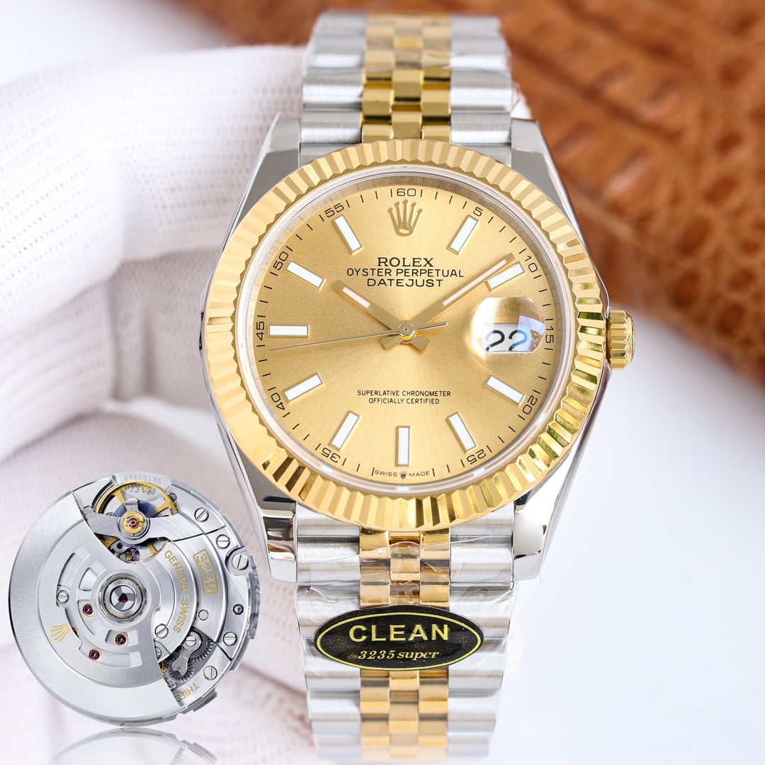 Clean Factory/C Factory Rolex Datejust Series Mechanical Men's Watch, Authentic Molded Replica 1: Features a 1:1 Super 3235 integrated movement with 72-hour power reserve. No fake movement decoration. Extremely stable movement. 2: Entire watch crafted from 904L stainless steel /paired with AR factory steel bracelet and IP vacuum-plated platinum bezel / Free replacement for color fading 3: Dial color matches authentic to an incredible degree 4: Market's only replica with authentic calendar font; subsequent 1-31 date font authenticity comparison available 5: Only replica achieving luminous hands/indexes in matching color, achieved through third-party manufacturing + self-procured Swiss C1+C3 luminous powder. 6: Indexes/crown logo studs feature full platinum electroplating. Though clean styles are scarce, nearly every piece is a masterpiece. Completely resolves most Datejust pain points on the market, born for perfection. Clean-Datejust - Image 6